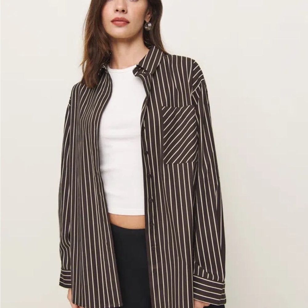 NWOT Reformation Eli Oversized shirt in Mole Stripe